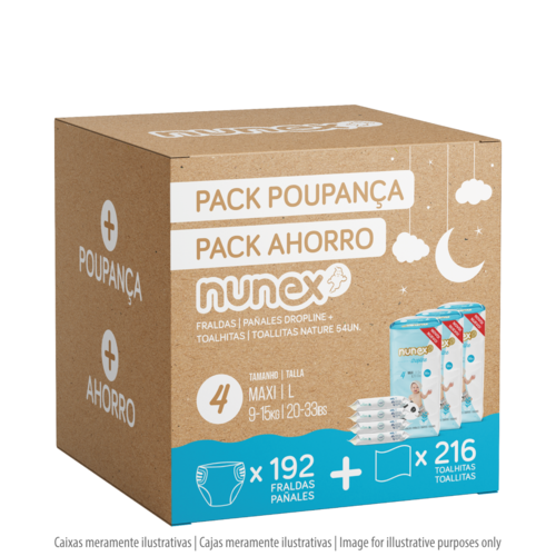 Nunex - Pack Ahorro Nunex Dropline T4 c/ Toallitas Nature - 15607283134648