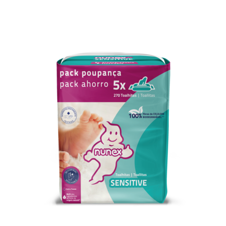 Nunex Sensitive Wet Wipes Multipack (5 packs)